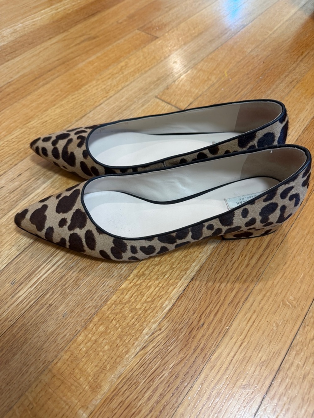 Cole Haan Leopard-Print Pointed Toe Flats - Tan & Black